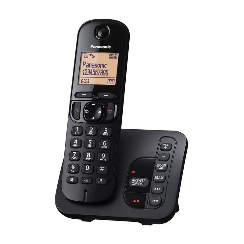 تلفن بی سیم پاناسونیک KX-TGC220 مشکی رنگ در حالت روشن